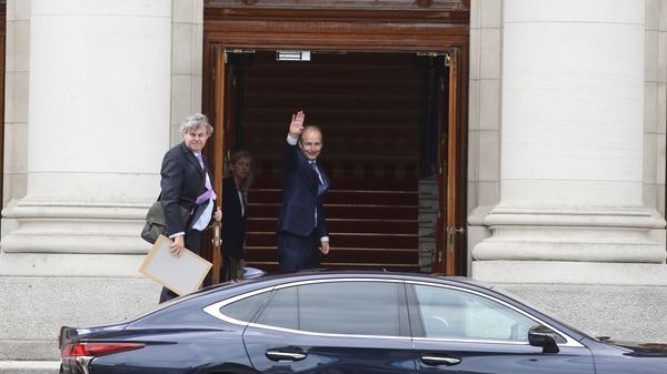 Taoiseach Micheál Martin arrives at Government Buildings after receiving his seal of office from the President (Pic: RollingNews.ie)