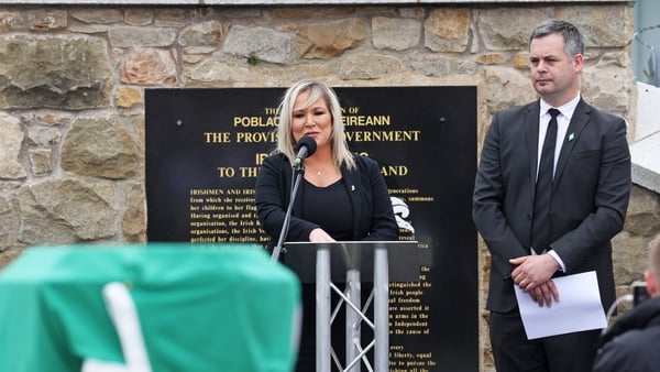Michelle O'Neill was one of a number of senior Sinn Féin members at the funeral