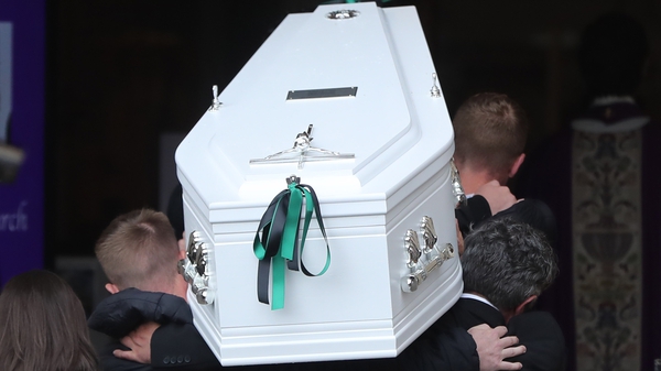 Noah Donohoe's coffin is carried into St Patrick's Church in Belfast