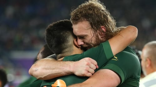 RG Snyman (r) and Damien de Allende helped South Africa to win the World Cup