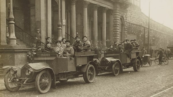 British soldiers on Amiens Street, Dublin, in front of what is now Connolly Station