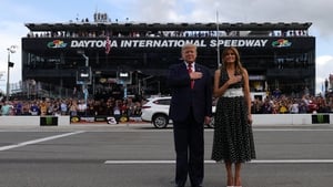 U.S. President Donald Trump and First Lady Melania Trump at NASCAR's flagship Daytona 500 race in February