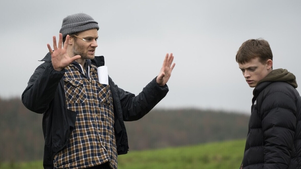 Director Phil Sheerin and actor Anson Boon on the set of The Winter Lake