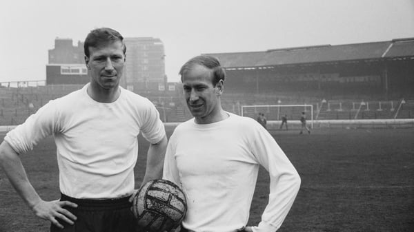 Charlton poses alongside his brother Bobby ahead of his first England cap in April 1965. 
He was just one month shy of his 30th birthday when first capped (Picture credit: Norman Quicke)