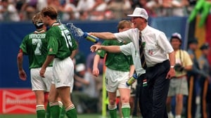 Showering Tommy Coyne with water during the sweltering conditions in USA 94 (Picture credit: Ray McManus)