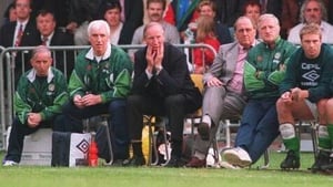 June 1995: Things start to unravel. Charlton watches on as Ireland incredibly fail to score against Liechtenstein, one of the most alarming signs the team is in decline (Picture credit: Laurence Griffiths)