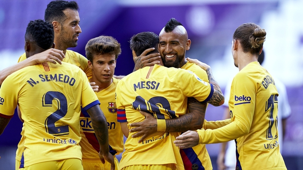 Arturo Vidal is mobbed after his goal