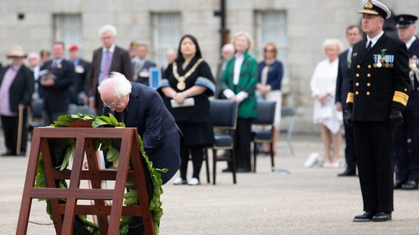 President Micheal D Higgins laid a wreath at the commemoration