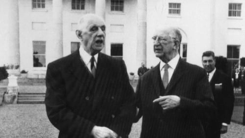 Charles de Gaulle with President Éamon de Valera during his visit to Ireland in June 1969. Photo: AFP/Getty Images