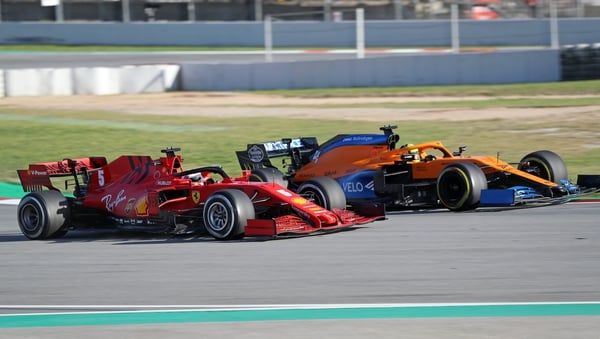 Sebastian Vettel and Lando Norris testing the 2020 Ferrari and McLaren respectively