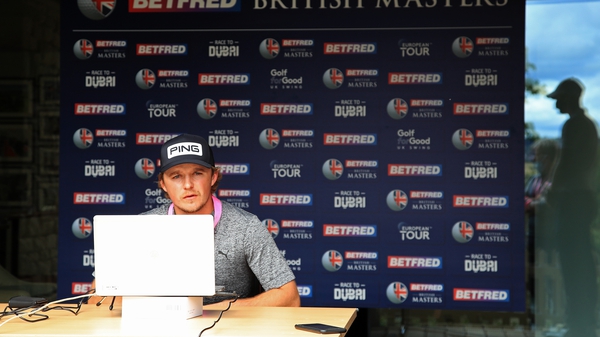 Eddie Pepperell of England is pictured during a virtual press conference at the British Masters