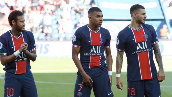 Neymar (L) and Kylian Mbappe (C) were on song against Celtic