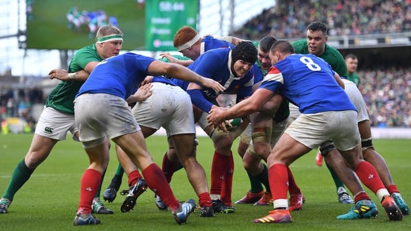 Ireland and France battle at close quarters during last year's Six Nations