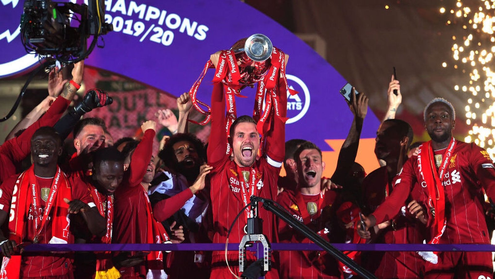 Liverpool lift Premier League trophy