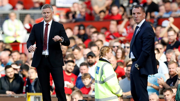 Brendan Rodgers (R) has been linked with replacing Ole Gunnar Solskjaer