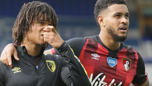 A dejected Nathan Ake and Joshua King after Bournemouth's relegation was confirmed