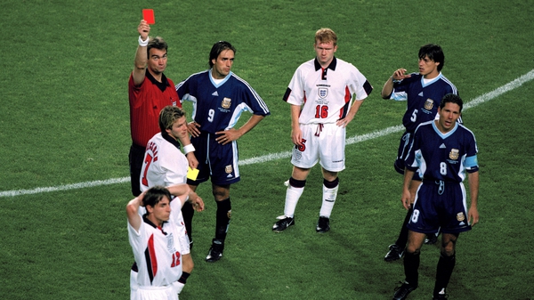 David Beckham was infamously sent off against Argentina in France '98