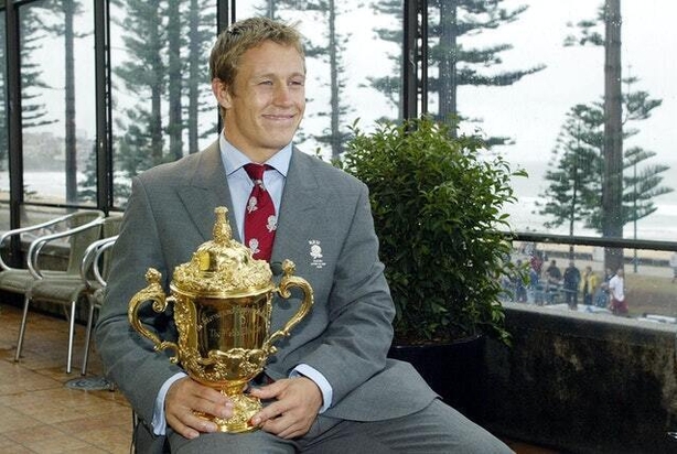 England's Jonny Wilkinson holding the Rugby World Cup after the victory over Australia in 2003 (David Davies/PA)