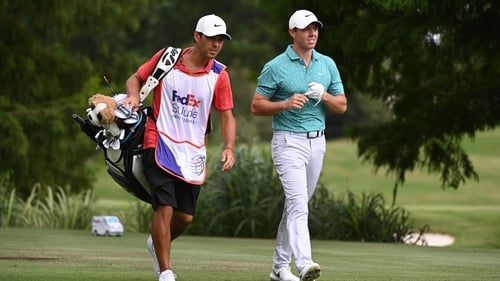 Rory McIlroy was in a share of last place approaching the end of his round in Memphis