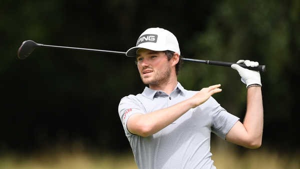 Cormac Sharvin of Northern Ireland plays his second shot on the third hole during Day three