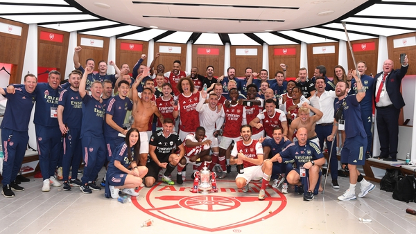 Arsenal celebrate winning the FA Cup