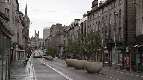 Union Street in Aberdeen after bars, cafes and restaurants have been ordered to close
