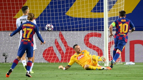 Lionel Messi scored twice as Barcelona blitzed Napoli early on