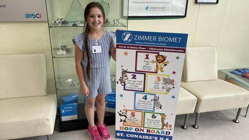 Sadhbh O'Donovan, 11, helped design a sign with six steps to stay safe at school Sadhbh O'Donovan, 11, helped design a sign with six steps to stay safe at school