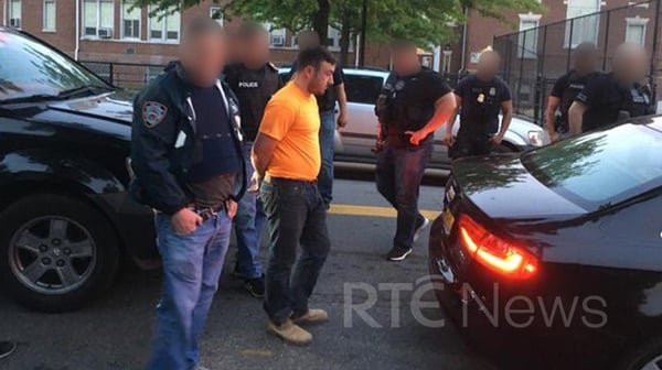 The moment Aaron Brady was arrested in New York                     in 2017