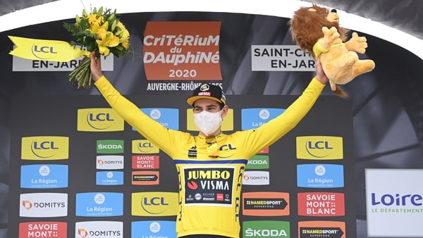 Belgium's Wout van Aert celebrates his stage victory
