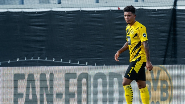 Jadon Sancho on the pitch for Borussia Dortmund