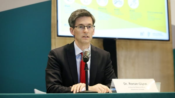 Acting Chief Medical Officer Ronan Glynn speaking at the press briefing this evening (Pic: RollingNews.ie)