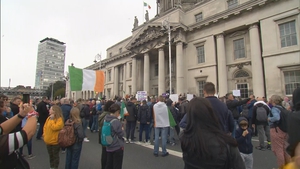 Protestors at an anti-lockdown rally in Dublin in August 2020