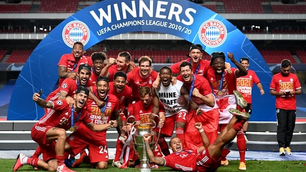 Bayern Munich celebrate winning their sixth European Cup