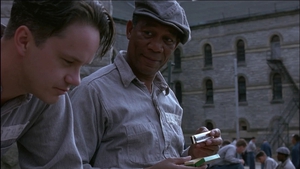 Tom Robbins and Morgan Freeman in The Shawshank Redemption