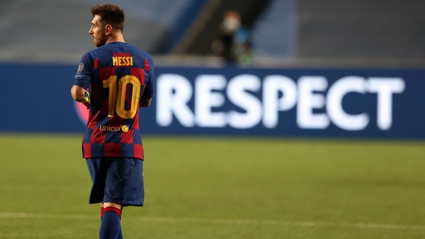 Messi during his side's defeat to Bayern Munich