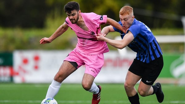 Karl Fitzsimons of Wexford (l) in action against Mark Birrane of Athlone Town