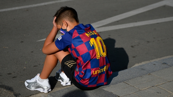 A young Barcelona fan was disappointed when Messi failed to show for a coronavirus test on Sunday