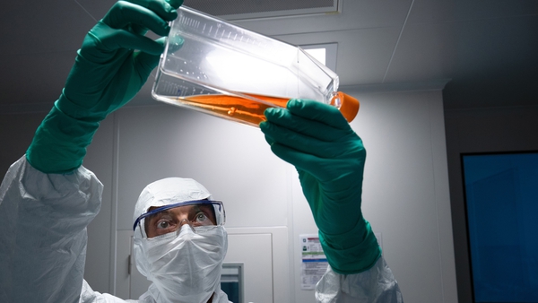 A lab technician seen working on on vaccine tests at Sanofi's laboratory in Val de Reuil in July