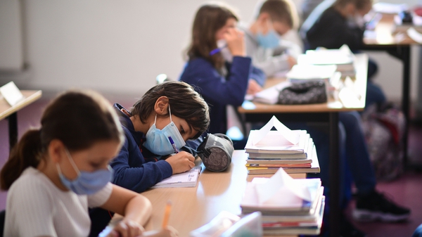 Pupils during a class at Françoise-Giroud middle school in Vincennes, east of Paris