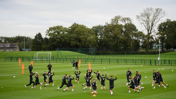 The squad training this morning at Abbotstown before flying out