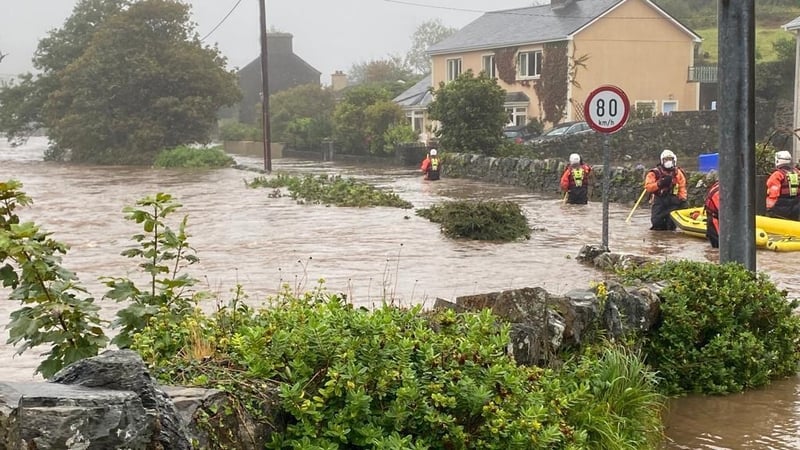 Fire service personnel have been assisting residents in parts of Clifden, as water levels there continue to rise (Pics: Galway Fire Service)