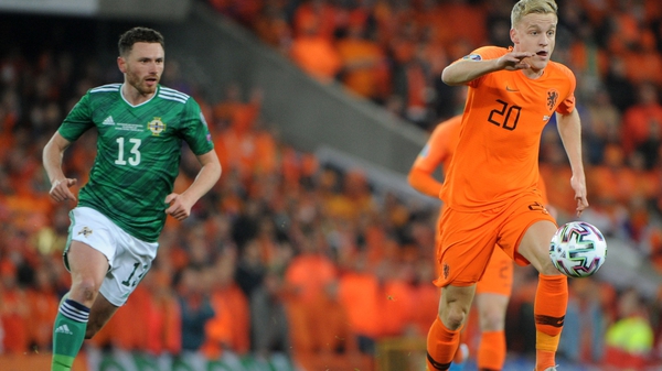 Donny van de Beek (R) playing for the Netherlands against Northern Ireland last year