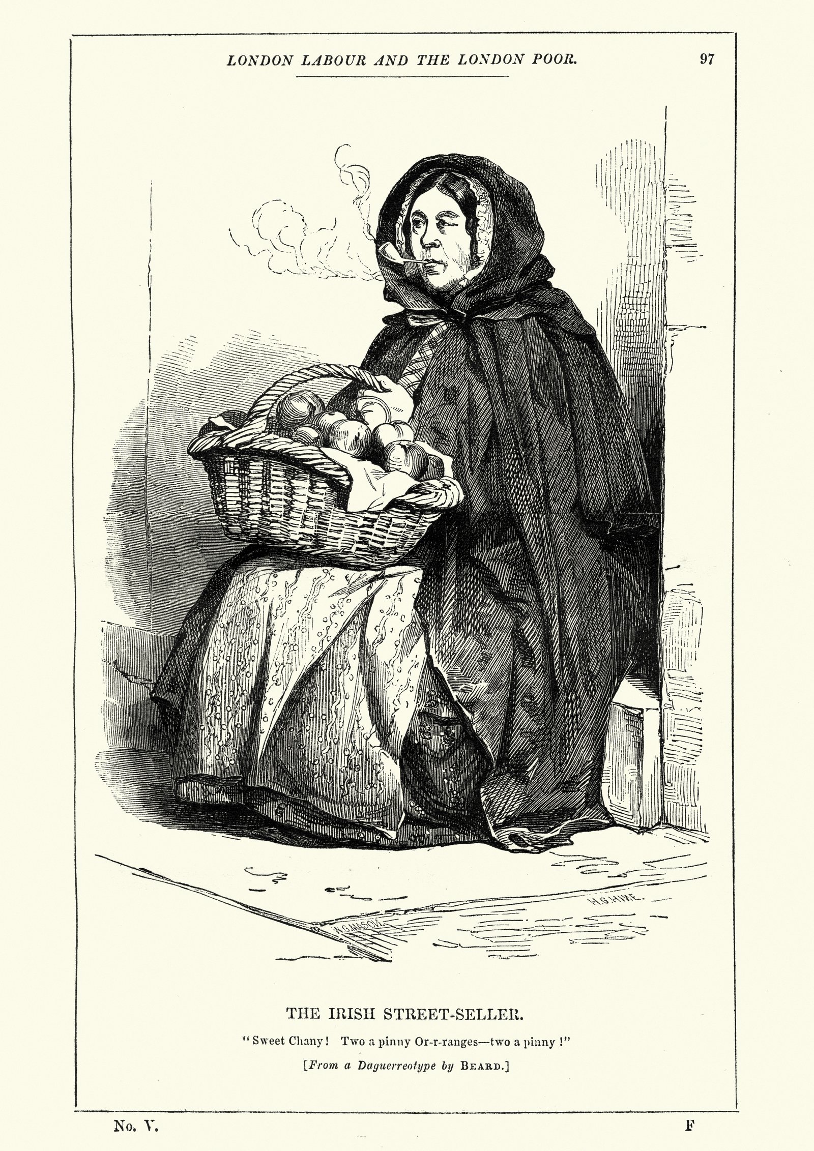 Image - The Irish Street-Seller from Henry Mayhew's famous account of Victorian London 'London Labour and the London Poor.' Mayhew calculated that in 1861 the Irish made up a third of the fruit sellers in London. Source: Getty Images
