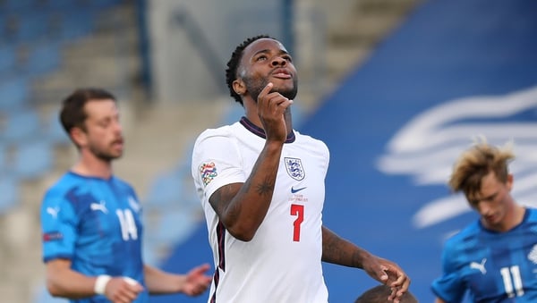 Sterling celebrates his late goal