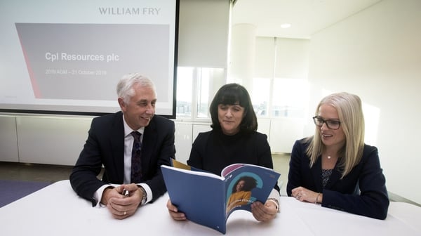 CPL Resources Chairman John Hennessy; CEO Anne Heraty and CFO Lorna Conn (Photo: RollingNews.ie)