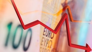 Eurostat said gross domestic product in the euro zone contracted 0.6% on a quarterly basis for a 1.8% year-on-year fall