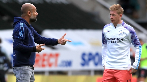 Kevin de Bruyne (R) is one of the players Pep Guardiola must plan without this week