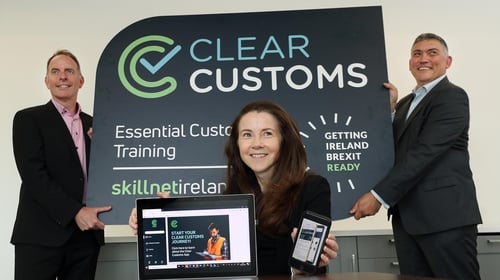 Paul Healy and Tracey Donnery of Skillnet Ireland and Mick Curran of CILT Skillnet, at the launch of Clear Customs
