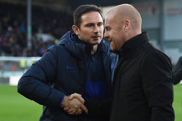 Frank Lampard (L) pictured with Sean Dyche, who has been sacked by Burnley after 10 years in charge
